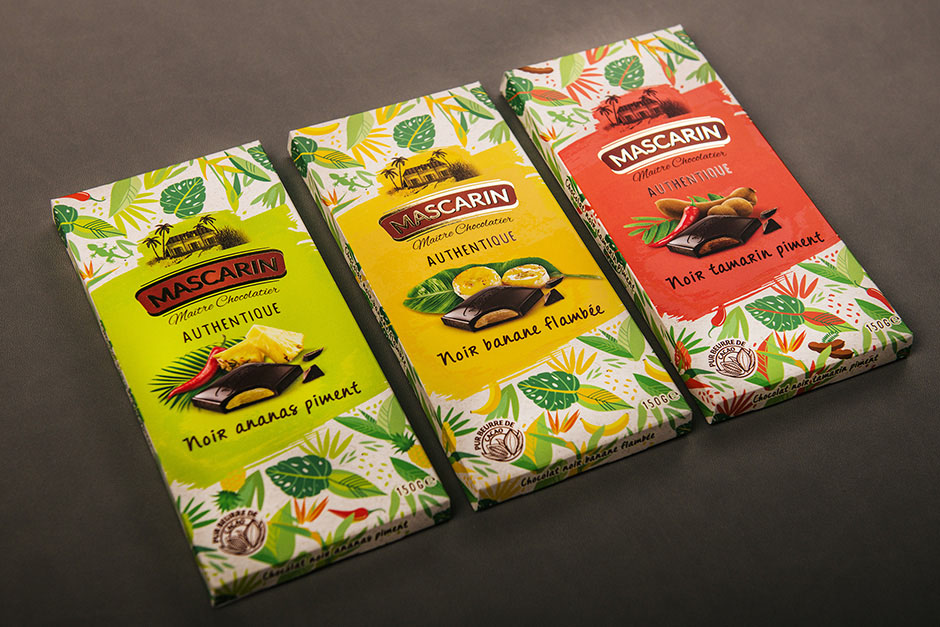 Mascarin Chocolat packaging, printed by Précigraph