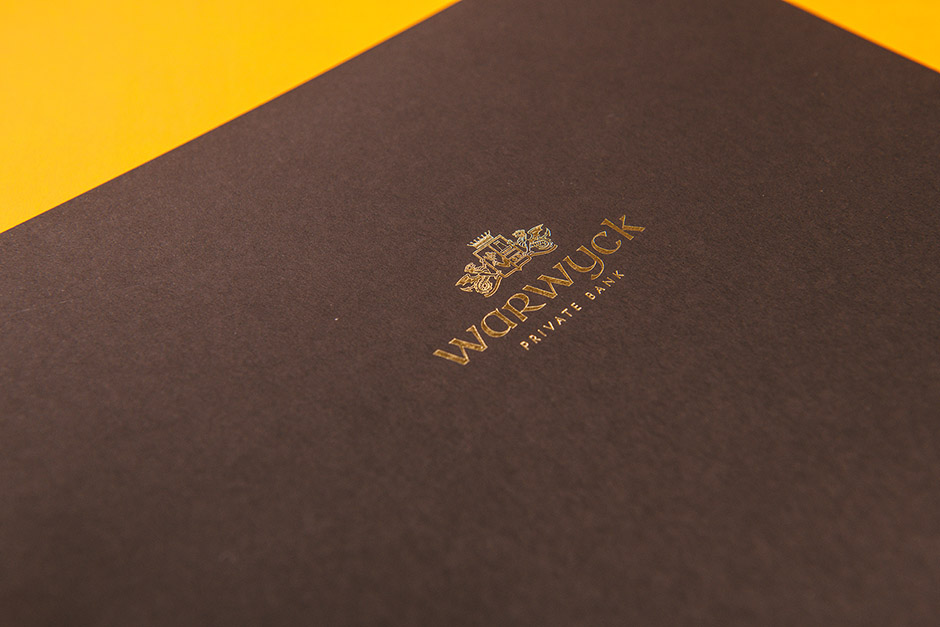 Warwyck Private Bank brochure, printed by Précigraph